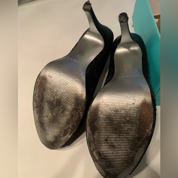 Martinez Valero black sequin high heel. Size 10, 5” heel. Open-toed fabric - Picture 6 of 6